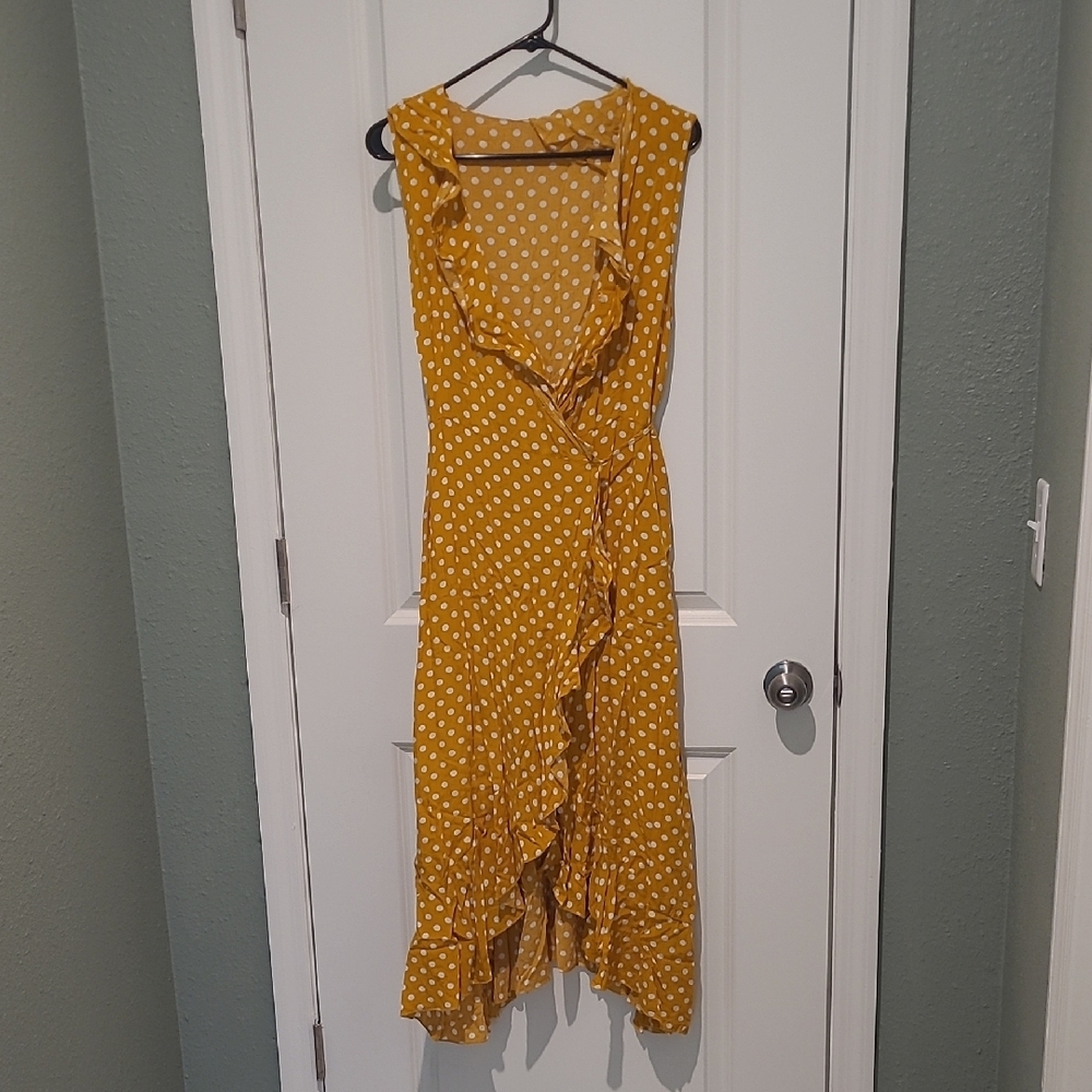 Yellow Polka Dot Ruffle Dress